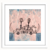 Modern Wall Art - Abstract Steamboat Sketch with Soft Pastel Hues