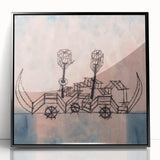 Modern Wall Art - Abstract Steamboat Sketch with Soft Pastel Hues