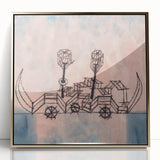 Modern Wall Art - Abstract Steamboat Sketch with Soft Pastel Hues