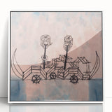 Modern Wall Art - Abstract Steamboat Sketch with Soft Pastel Hues