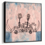 Modern Wall Art - Abstract Steamboat Sketch with Soft Pastel Hues