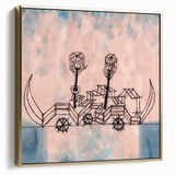 Modern Wall Art - Abstract Steamboat Sketch with Soft Pastel Hues