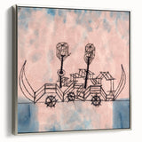 Modern Wall Art - Abstract Steamboat Sketch with Soft Pastel Hues