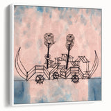 Modern Wall Art - Abstract Steamboat Sketch with Soft Pastel Hues