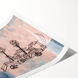 Modern Wall Art - Abstract Steamboat Sketch with Soft Pastel Hues