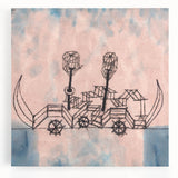 Modern Wall Art - Abstract Steamboat Sketch with Soft Pastel Hues