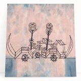 Modern Wall Art - Abstract Steamboat Sketch with Soft Pastel Hues