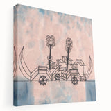 Modern Wall Art - Abstract Steamboat Sketch with Soft Pastel Hues