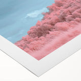 Rolled canvas showcasing a vibrant landscape scene with a majestic castle surrounded by lush greenery and a bright blue sky, elegantly packaged in a protective cardboard tube. Ideal for home decor.