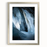 Framed landscape artwork featuring a cave scene with a silver mat border, designed to enhance home decor. Ideal for nature lovers and art enthusiasts.