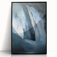 Framed acrylic art print of a stunning cave landscape, featuring rich earthy tones and intricate details, presented in a sleek black frame for modern decor.
