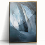 Framed acrylic artwork showcasing a stunning cave landscape with golden accents, ideal for modern home decor and enhancing interior aesthetics. Perfect for art enthusiasts.