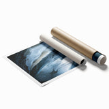 Rolled art print showcasing a vibrant, abstract landscape with intricate cave formations, featuring rich earth tones and dynamic textures, ideal for modern home decor.