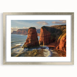 Framed landscape artwork showcasing dramatic cliffs in a silver mat and frame, perfect for elevating home decor with a modern aesthetic.
