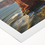 Vibrant rolled canvas featuring a stunning landscape of steep cliffs and lush greenery, showcasing natural beauty and ideal for home decor. Packaged securely in a cardboard tube for safe delivery.