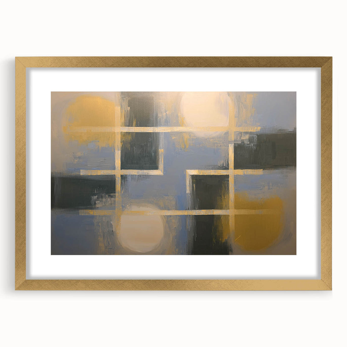 Large Bedroom Wall Decor – Abstract Gold and Gray Canvas Art