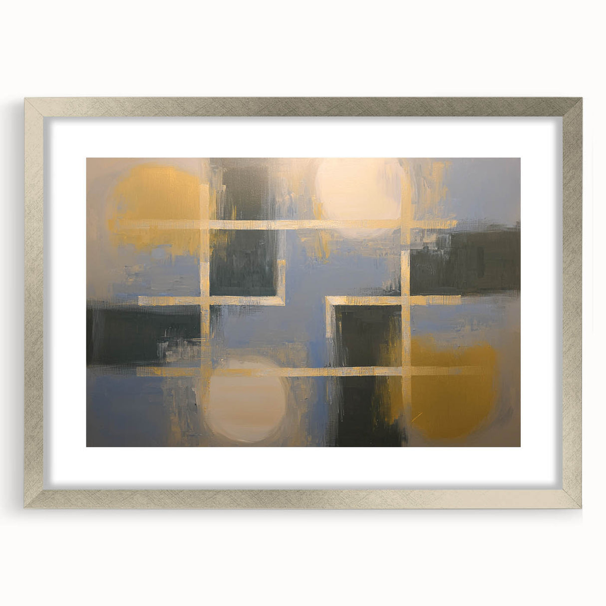 Large Bedroom Wall Decor – Abstract Gold and Gray Canvas Art