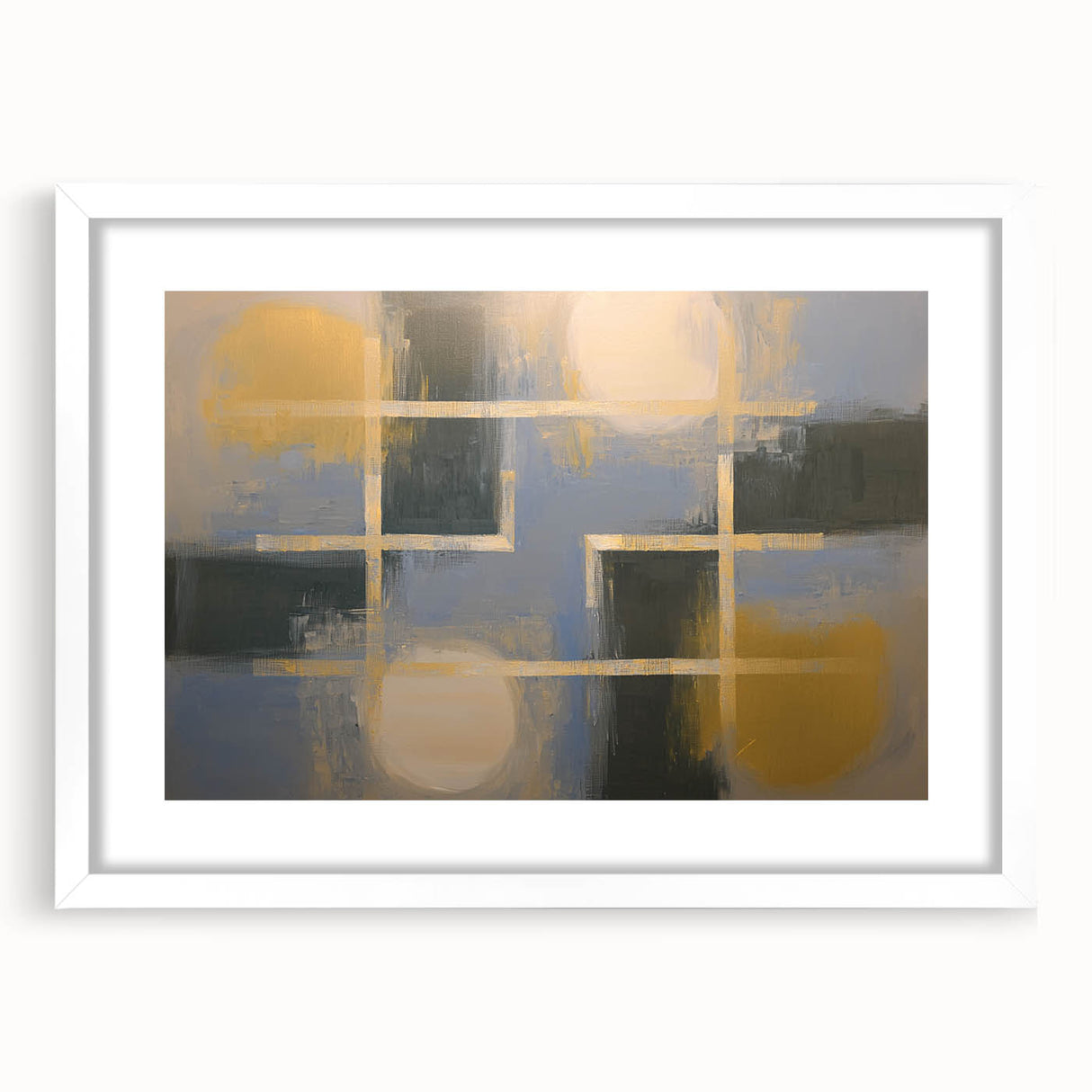 Large Bedroom Wall Decor – Abstract Gold and Gray Canvas Art