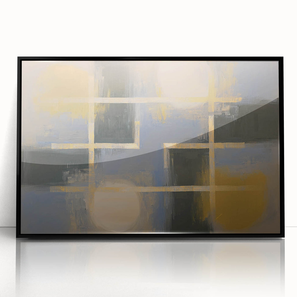 Large Bedroom Wall Decor – Abstract Gold and Gray Canvas Art