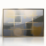 Large Bedroom Wall Decor – Abstract Gold and Gray Canvas Art