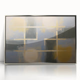 Large Bedroom Wall Decor – Abstract Gold and Gray Canvas Art