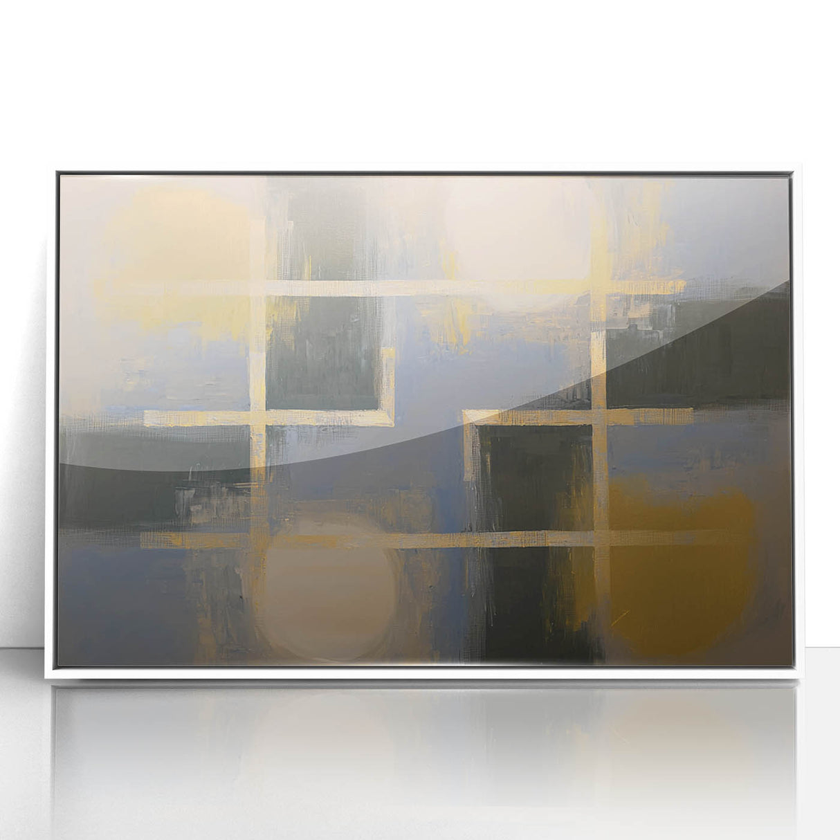 Large Bedroom Wall Decor – Abstract Gold and Gray Canvas Art