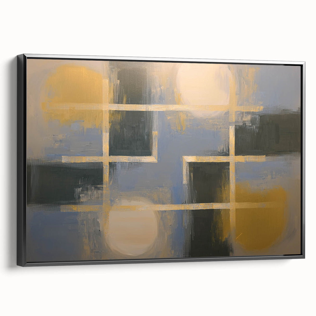 Large Bedroom Wall Decor – Abstract Gold and Gray Canvas Art