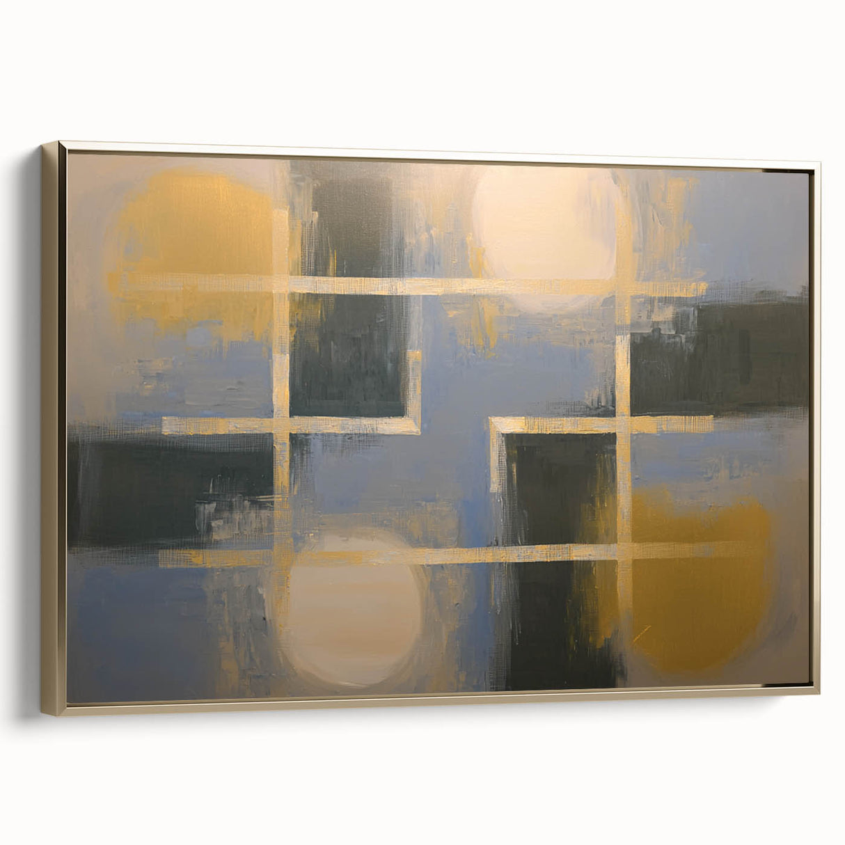 Large Bedroom Wall Decor – Abstract Gold and Gray Canvas Art
