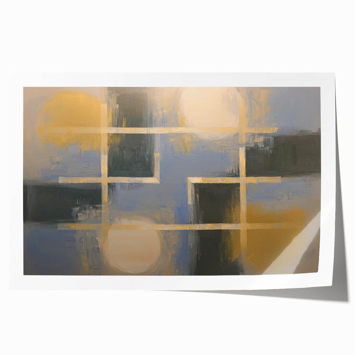 Large Bedroom Wall Decor – Abstract Gold and Gray Canvas Art