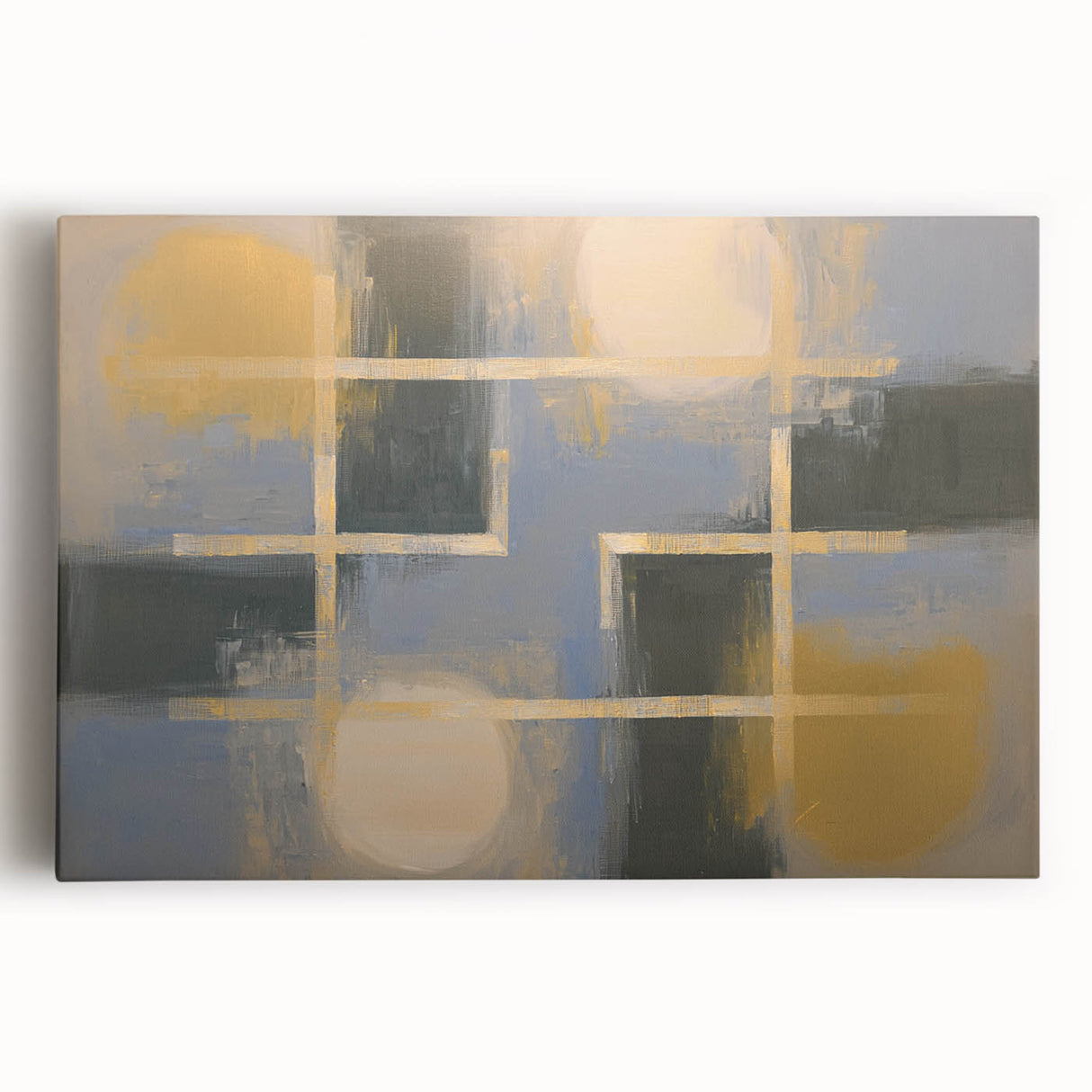Large Bedroom Wall Decor – Abstract Gold and Gray Canvas Art