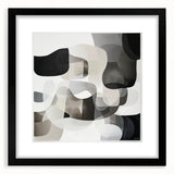 Modern Abstract Living Room Wall Art – Black, White & Beige Canvas