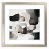 Modern Abstract Living Room Wall Art – Black, White & Beige Canvas