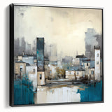 Framed abstract architecture wall art in black, showcasing geometric shapes and modern design elements. Perfect for contemporary home decor or office spaces.