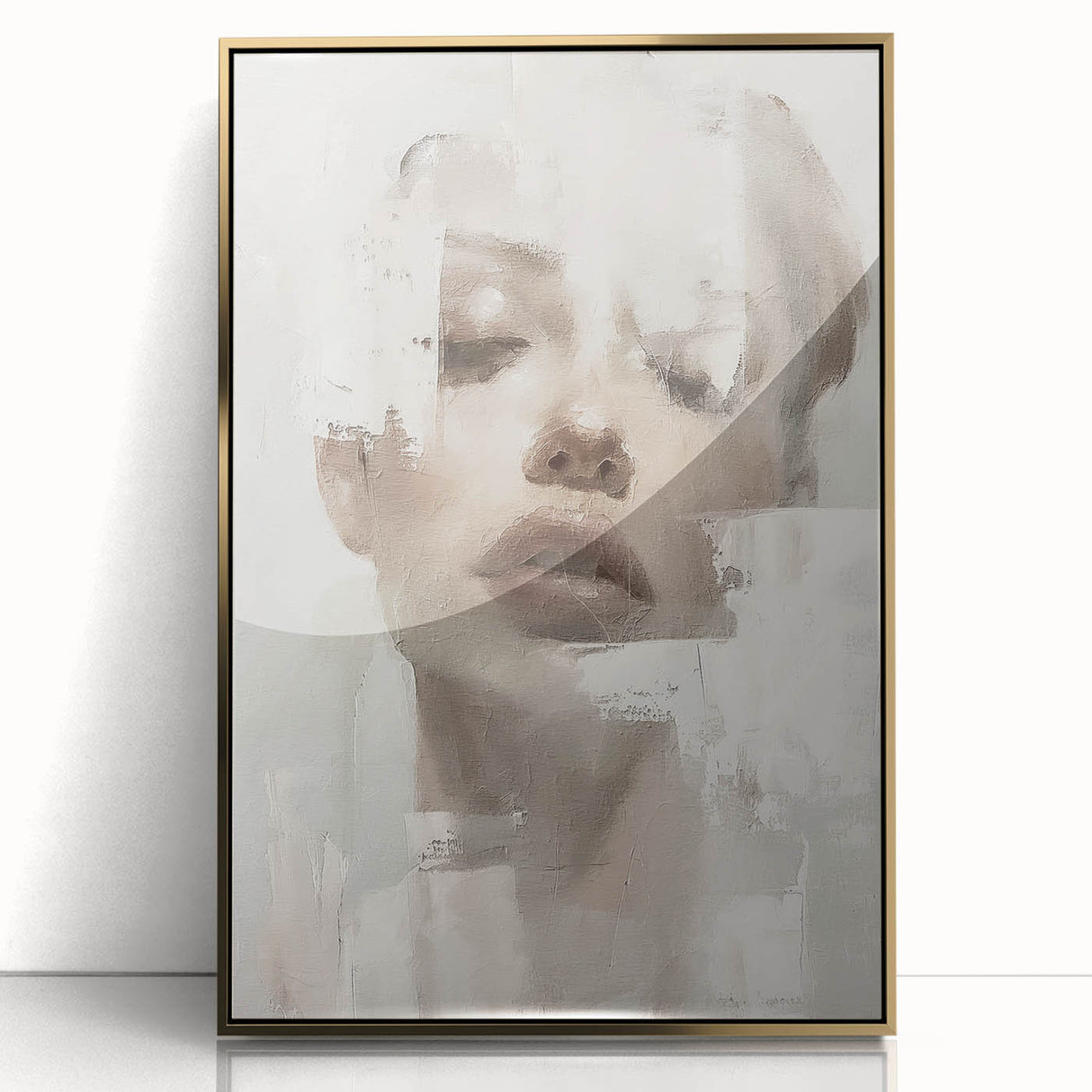 Framed abstract figurative wall art featuring a gold-accented design, showcasing a modern aesthetic with intricate shapes and vibrant colors against a sleek black background. Ideal for contemporary decor and home styling.