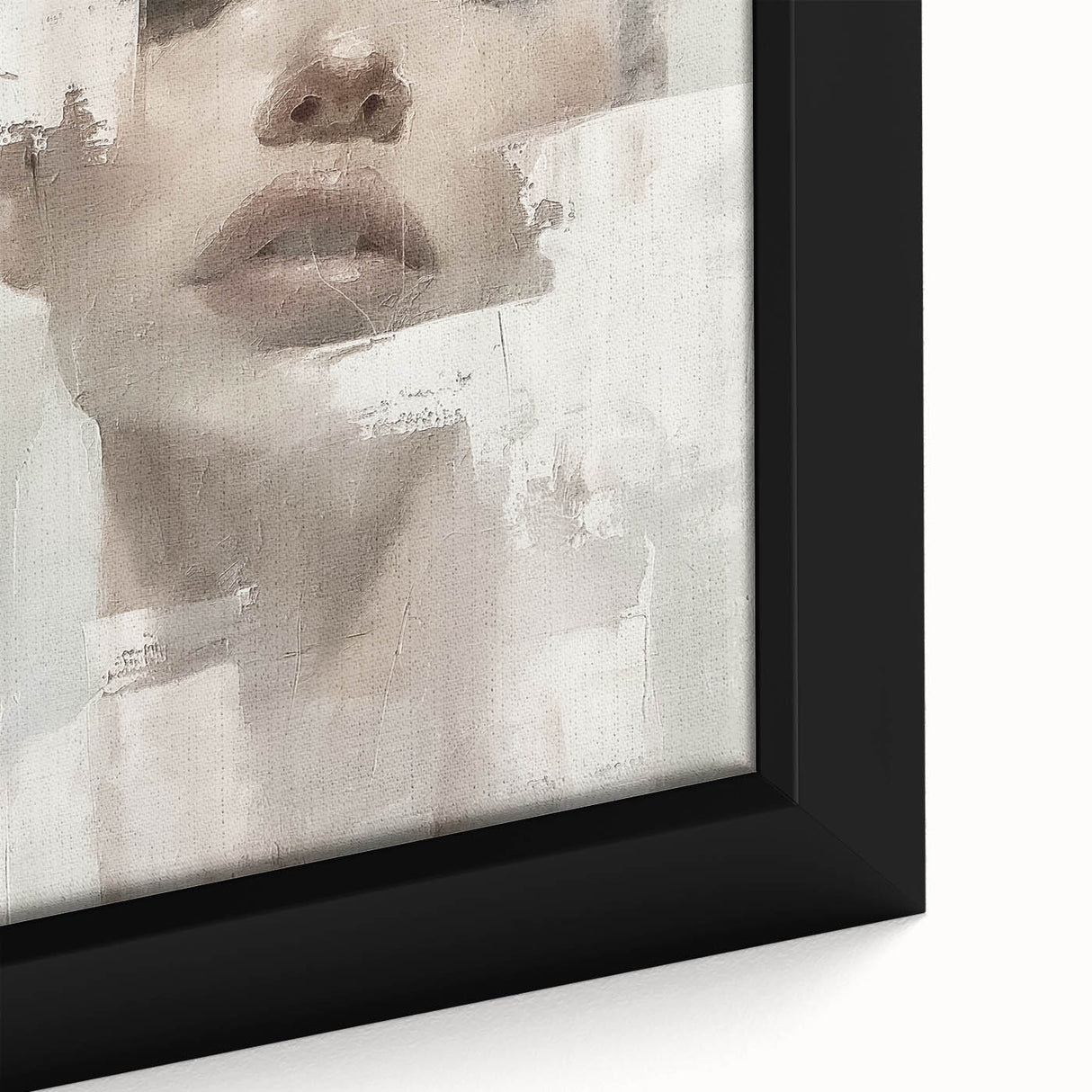 Abstract figurative wall art in vibrant colors, showcasing dynamic shapes and textures on a framed canvas, ideal for modern home decor.