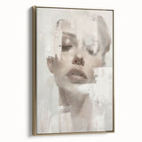 Framed abstract figurative wall art featuring gold accents and a modern design, showcased in a side view against a neutral backdrop, perfect for contemporary decor.