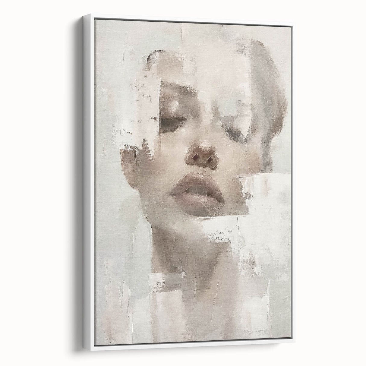 Framed abstract figurative wall art canvas showcasing a modern design with a white background, adding a contemporary touch to any room's decor.