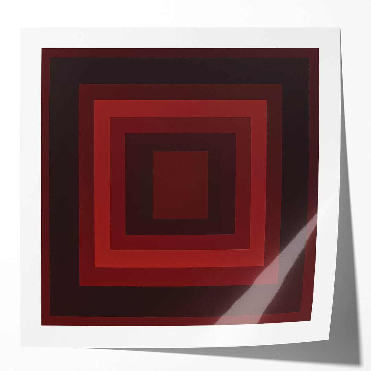 Abstract geometric photo print mockup set featuring glossy, vibrant colors and intricate shapes, ideal for showcasing modern art in contemporary interiors.