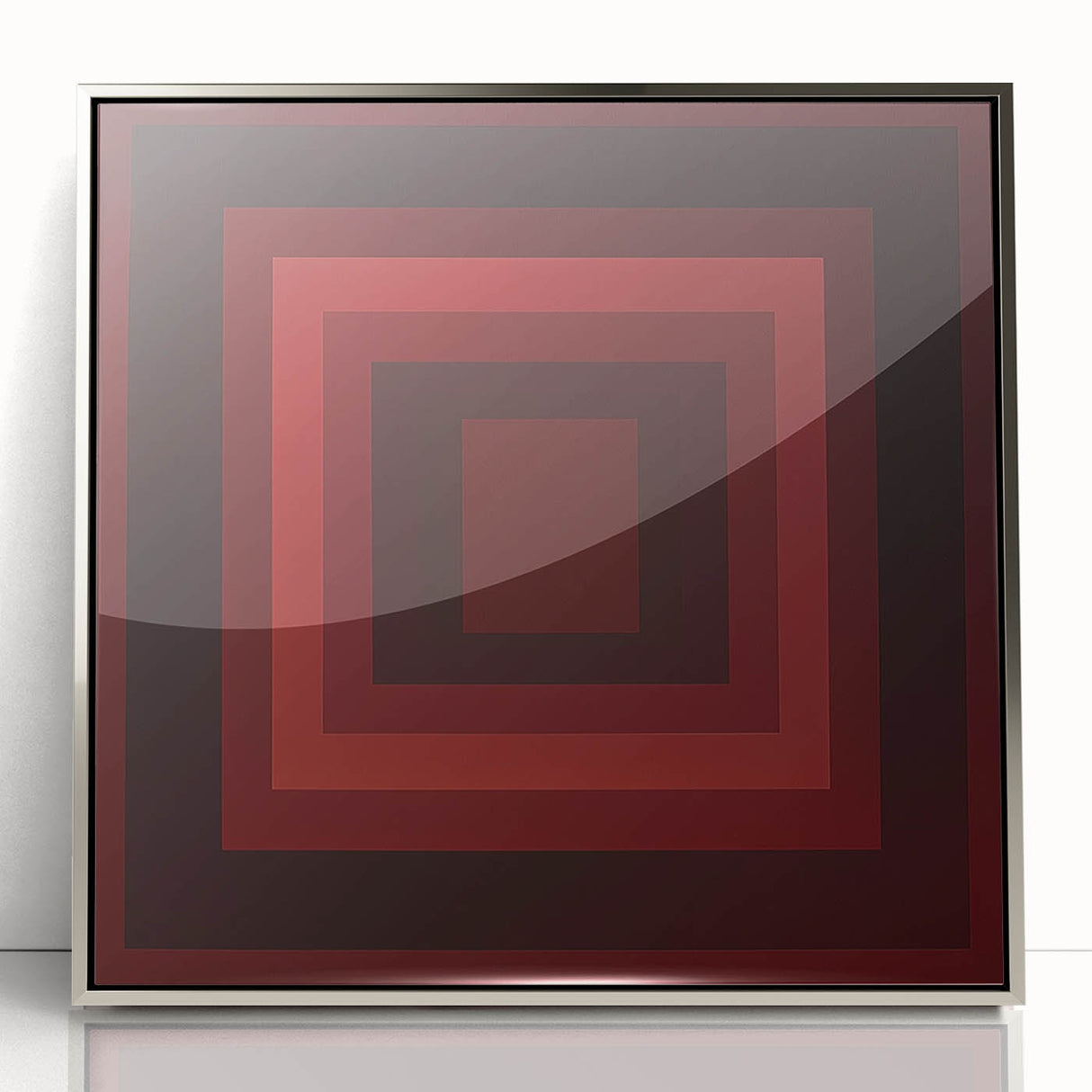 Framed abstract geometric art piece in silver tones, showcasing intricate patterns and modern design, perfect for contemporary home decor.