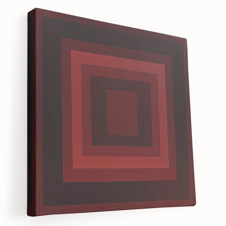Abstract geometric stretched canvas artwork showcasing vibrant colors and dynamic shapes, ideal for modern home decor. Side view highlights canvas depth and texture.