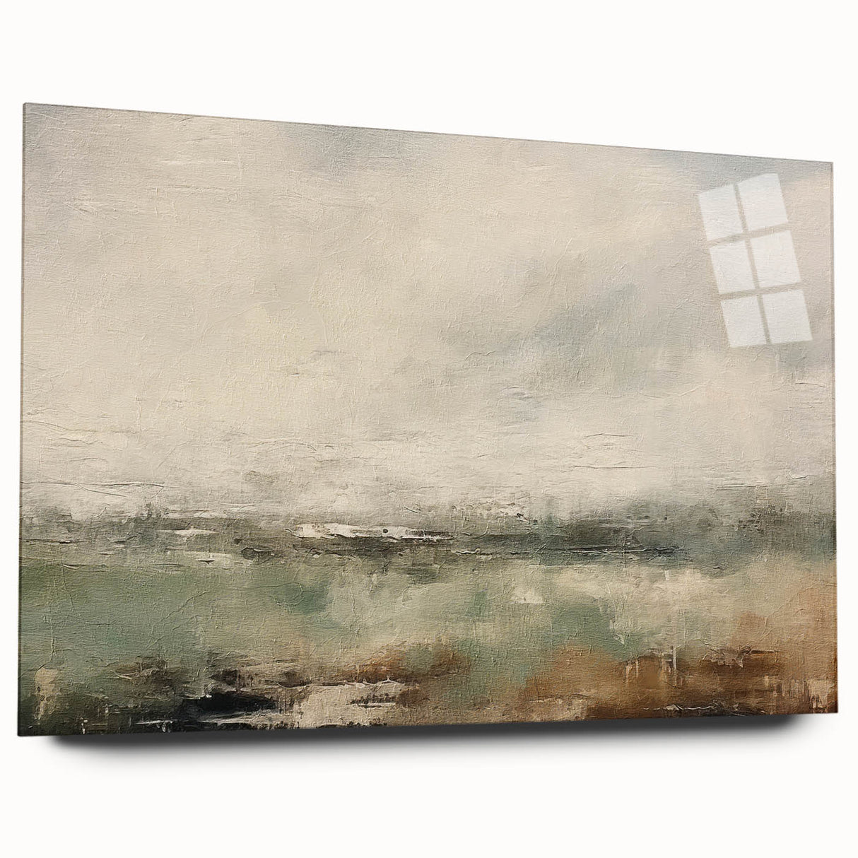 Abstract landscape wall art displayed in a sleek acrylic frame, showcasing vibrant colors and fluid designs, perfect for modern home decor.
