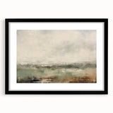 Abstract landscape wall art framed in black with a white mat, showcasing vibrant colors and dynamic shapes, perfect for modern home decor and artistic enhancement.