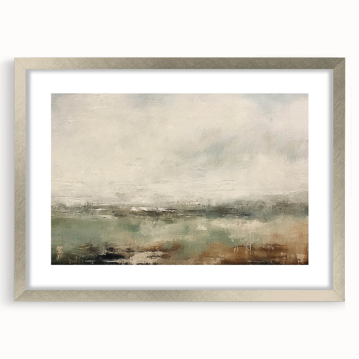 Abstract landscape wall art framed in silver, showcasing vibrant colors and intricate textures, perfect for modern home decor and artistic enhancement of any room.