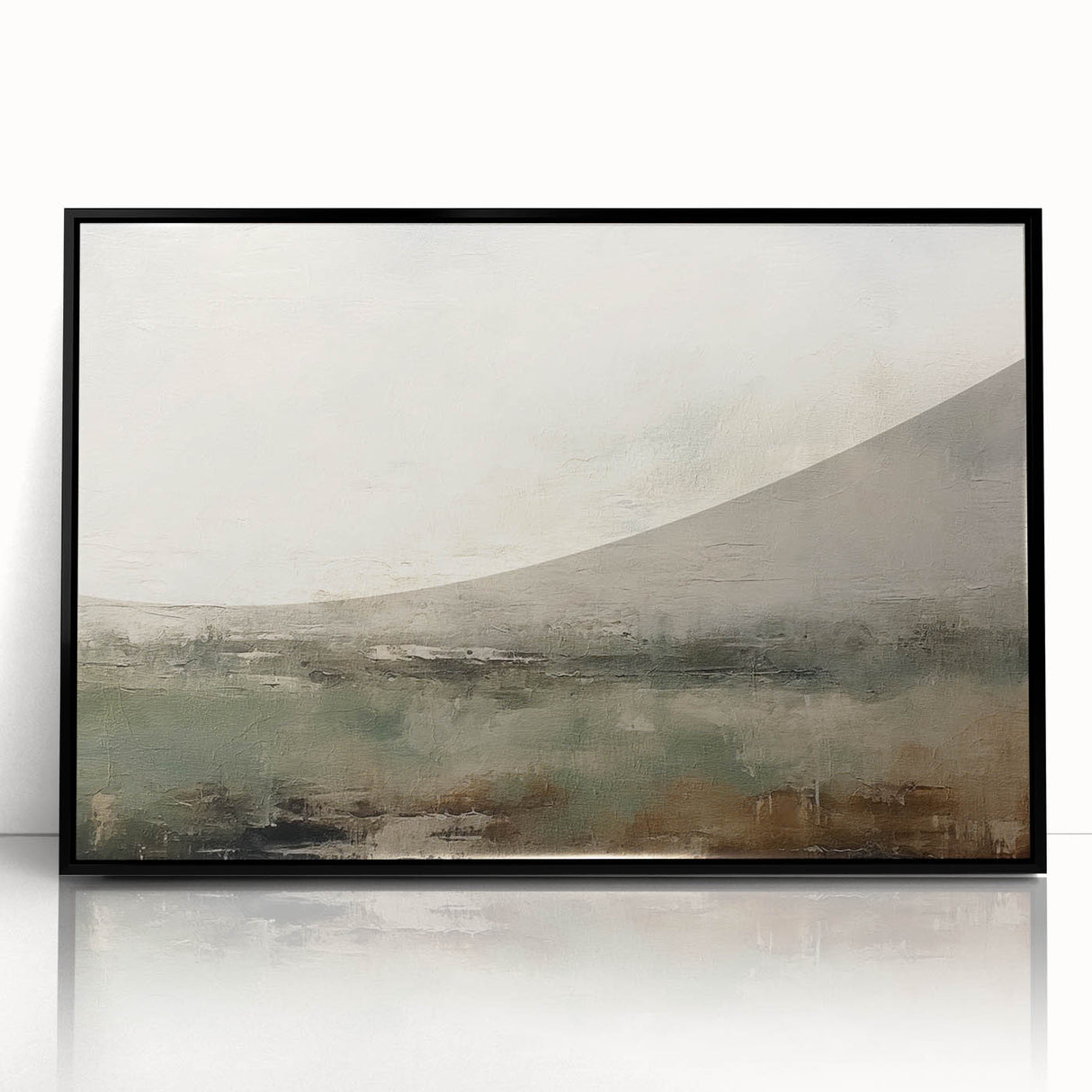 Abstract landscape wall art framed in black acrylic, showcasing vibrant colors and intricate patterns, perfect for modern home decor. Ideal for adding artistic flair to living spaces or offices.