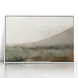 Framed abstract landscape wall art featuring vibrant colors and dynamic shapes against a white background, ideal for modern home decor. This acrylic piece adds a contemporary touch to any space.