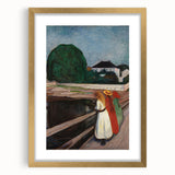 Expressionist Art: Girls on the Bridge Modern Canvas Print
