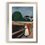 Expressionist Art: Girls on the Bridge Modern Canvas Print