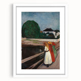 Expressionist Art: Girls on the Bridge Modern Canvas Print