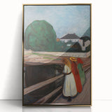 Expressionist Art: Girls on the Bridge Modern Canvas Print