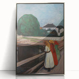 Expressionist Art: Girls on the Bridge Modern Canvas Print
